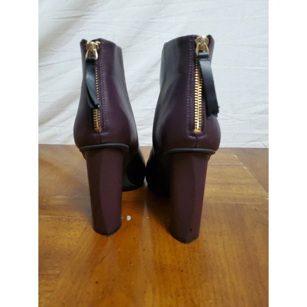 Cabi Bisset Leather Black Mulberry Color Block Booties Boots Size 10 Shoes